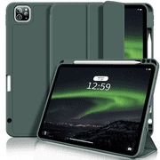 ZKTUYU iPad Pro 12.9 Inch Case, iPad Pro 6th/5th/4th Generation Case with Pencil Holder, Slim Trifold Stand Protection Cover for 12.9-inch (2022 2021 2020) Tables with Auto Sleep/Wake, Green